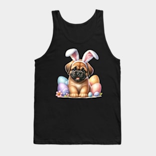 Puppy Mastiff Dog Bunny Ears Easter Eggs Happy Easter Day Tank Top
